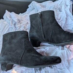 Eileen Fisher Black Suede Ankle Booties